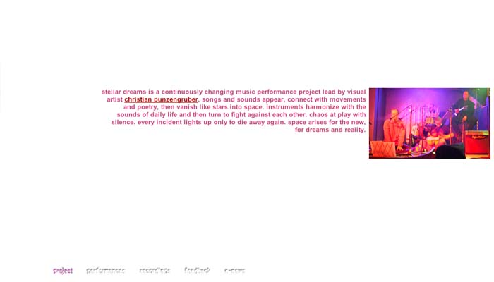 website stellar dreams - music project designed by ateliers philipp kreidl photo graphik design